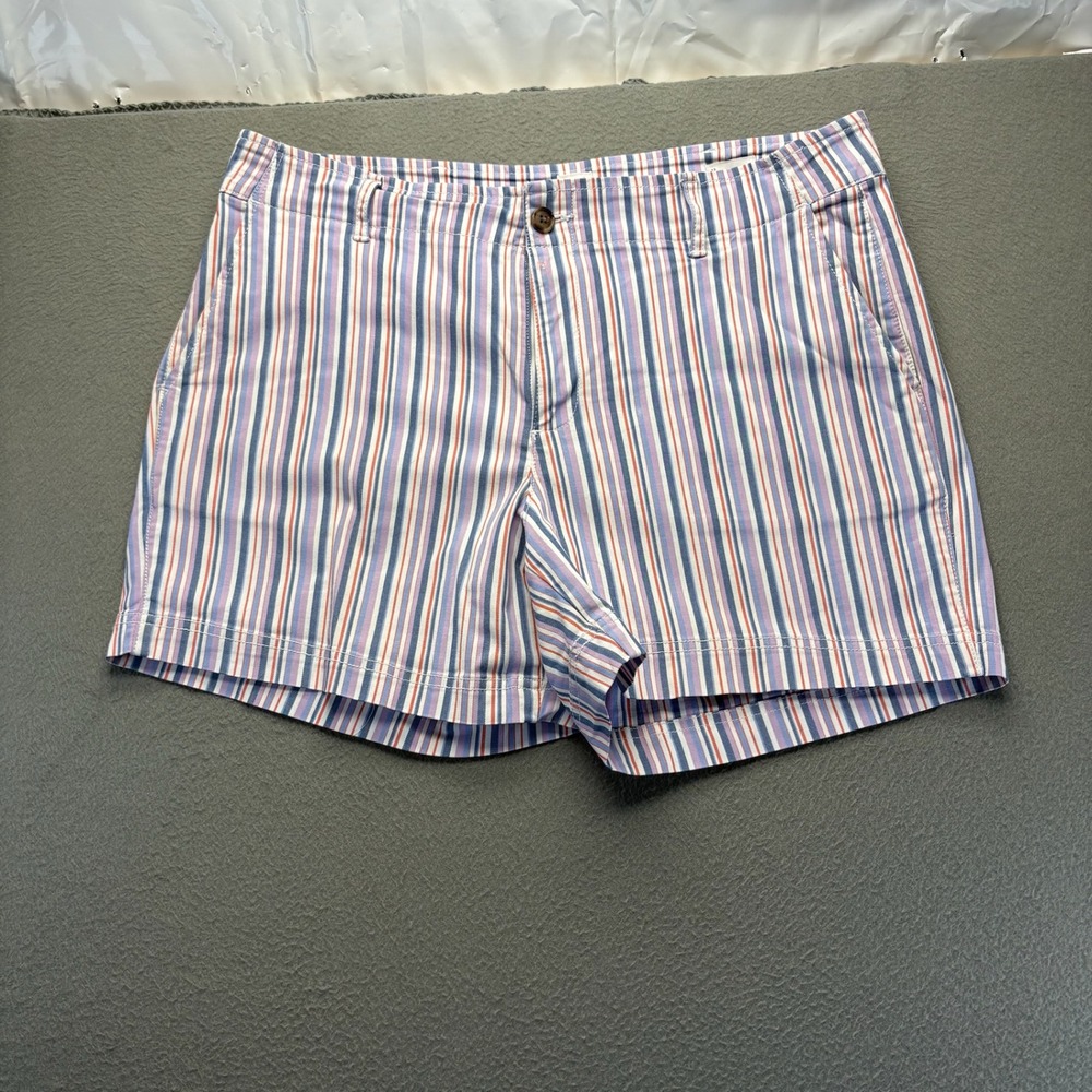 GAP Women Shorts Cotton Stretch Striped Multicolor Size 12 Preppy Coastal 5 Inch